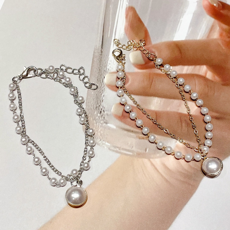 Vòng tay đính ngọc trai giả cao cấp thời trang dành cho cặp đôi