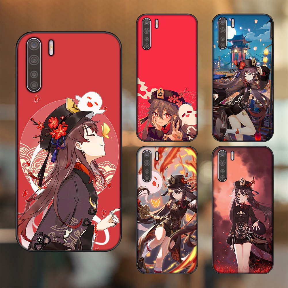Ốp lưng Oppo A91, Reno 3 viền đen in hình Hutao Genshin Impact