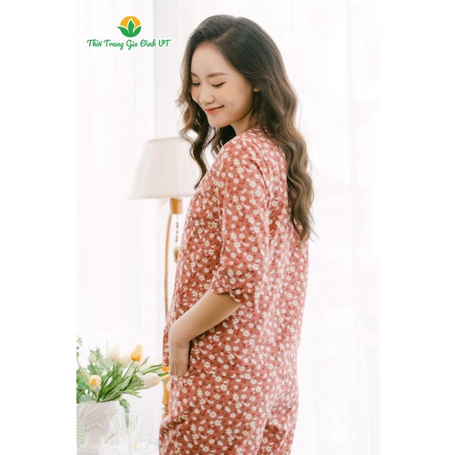 Bộ cotton mặc nhà quần dài, áo dài hoa nhí nữ B49.2101 - Thời Trang Gia Đình VT | WebRaoVat - webraovat.net.vn
