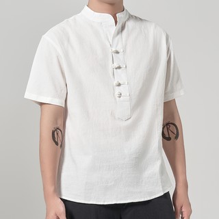 Áo Cổ Tàu Cộc Tay 4 Cúc Tết Thoáng Mát R.Menswear