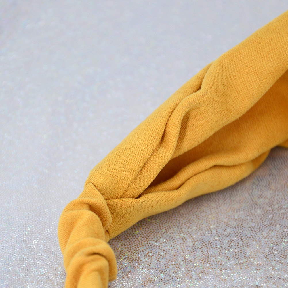 Băng đô cài tóc co giãn mềm mại màu trơn thắt nút chéo phong cách cổ điển dành cho bé gái