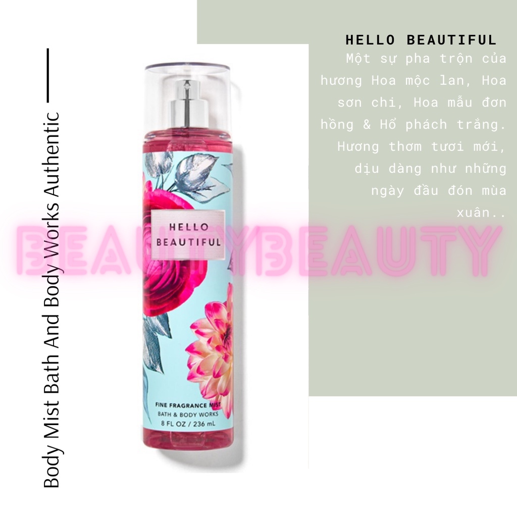 🎀Xịt thơm Bath And Body Works Hello Beautiful