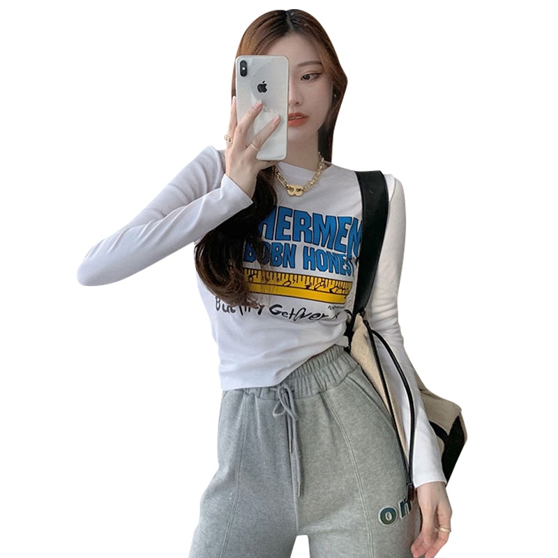SUXI Áo Thun Tay Dài In Chữ Thời Trang Dành Cho Nữ