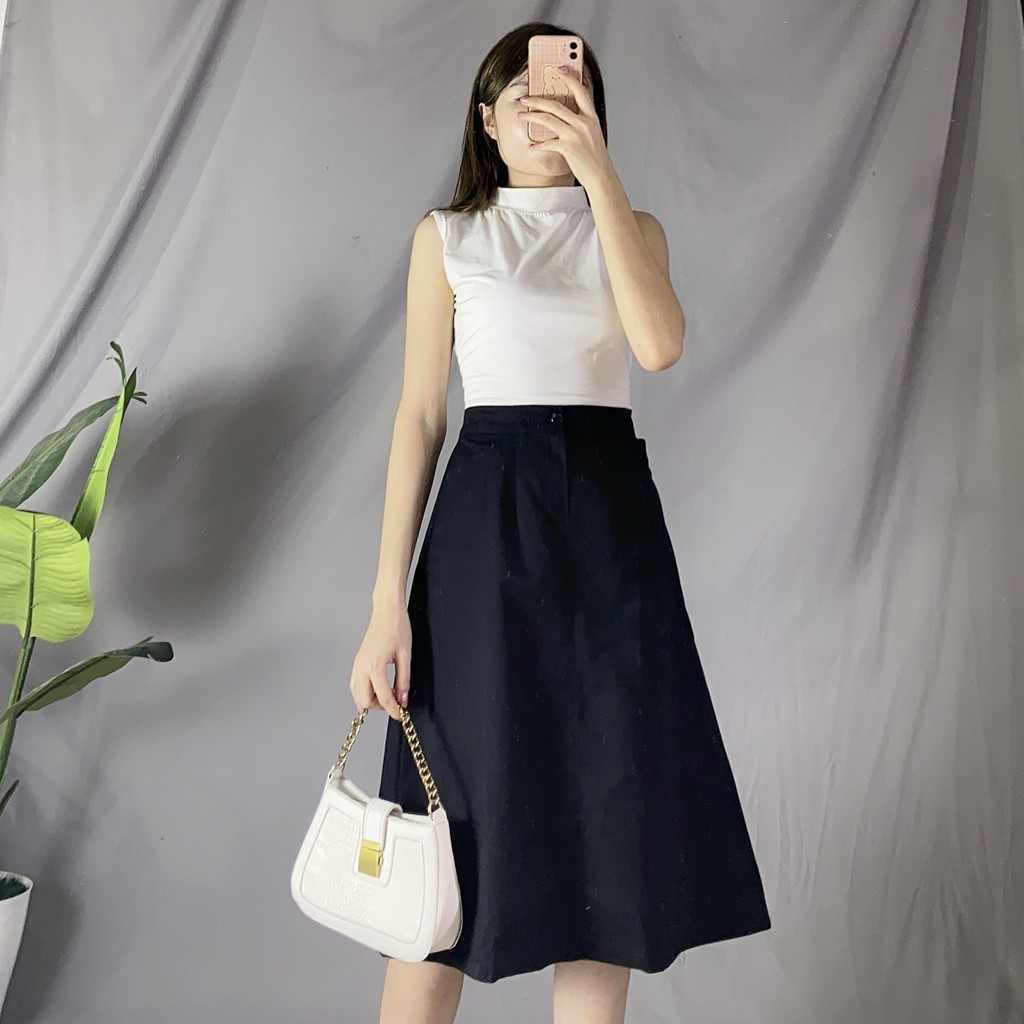 Chân Váy Kaki Dài Dáng Chữ A, cúc khóa trước, chun lưng sau ảnh video thật RetroStyle | BigBuy360 - bigbuy360.vn