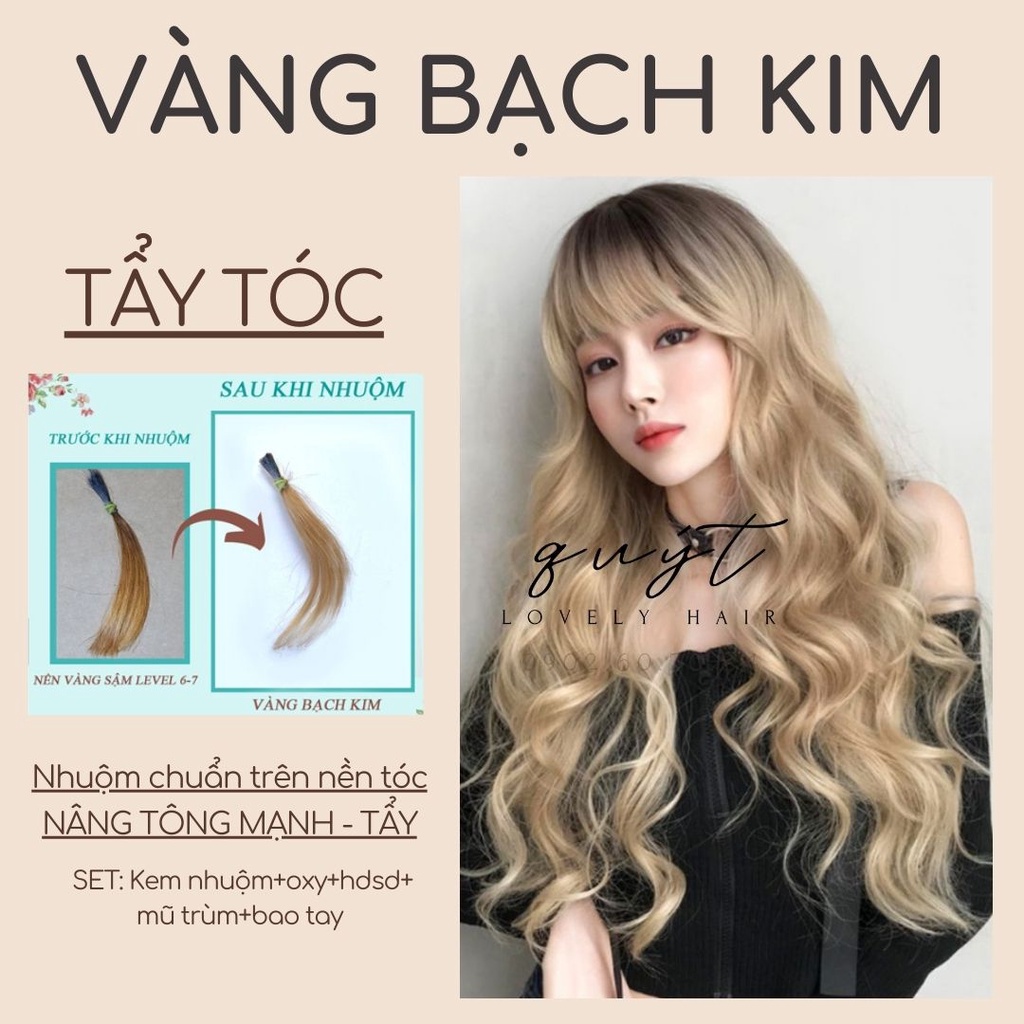 Thuốc nhuộm tóc tại nhà màu vàng bạch kim - nhuộm trên nền tóc tẩy/ nâng tone - tặng oxy