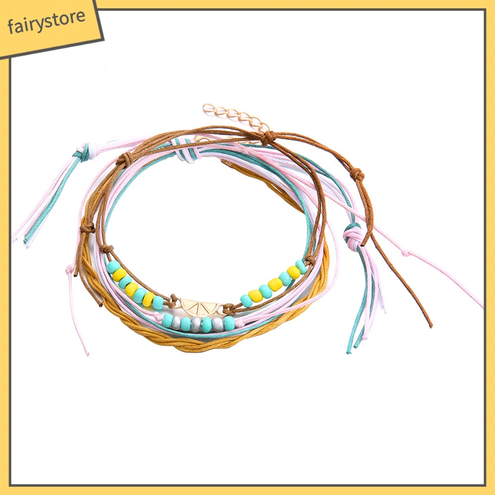 Set 4 lắc chân nữ nhiều màu thời trang biển