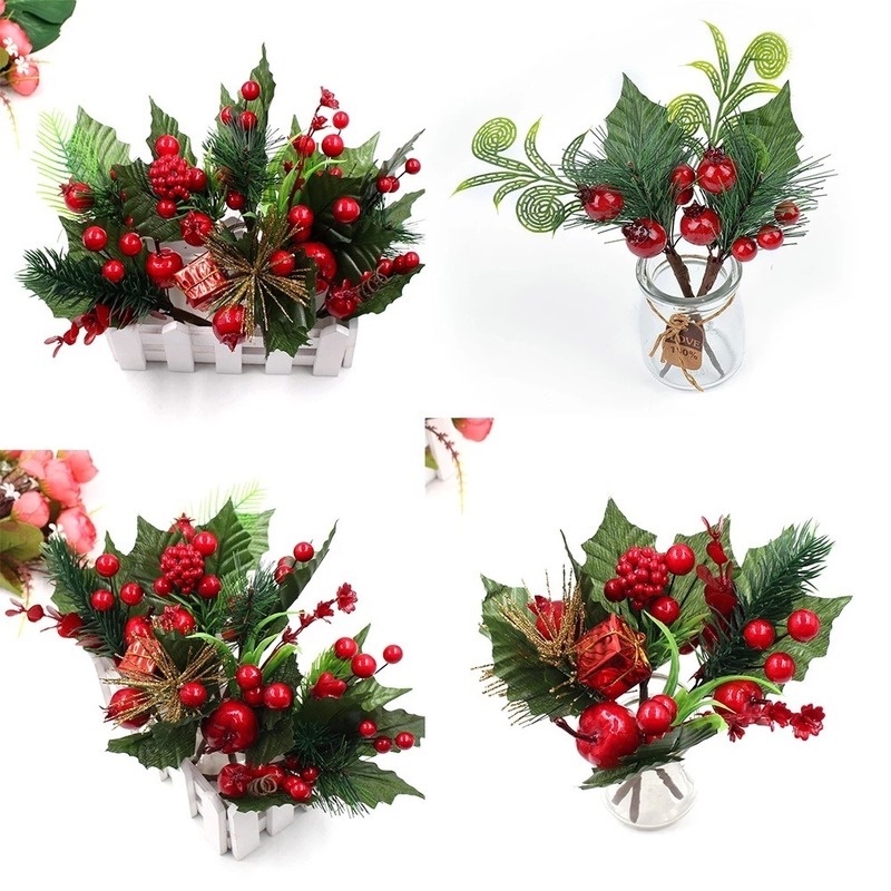 Set 2 Nhánh Quả Berry Nhân Tạo Bằng Nhựa Dùng Trang Trí Giáng Sinh