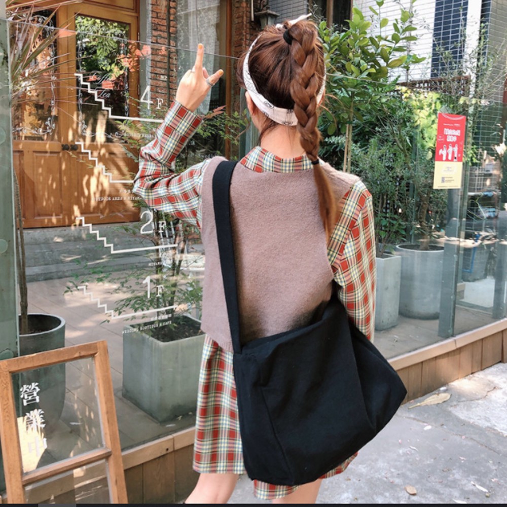 Túi vải Canvas đeo chéo nam nữ phong cách Hàn Quốc Ulzzang | BigBuy360 - bigbuy360.vn