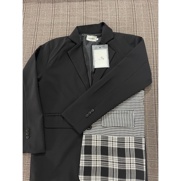 Áo khoác blazer vest nam from rộng màu kẻ đen phong cách Hàn Quốc Menstore90