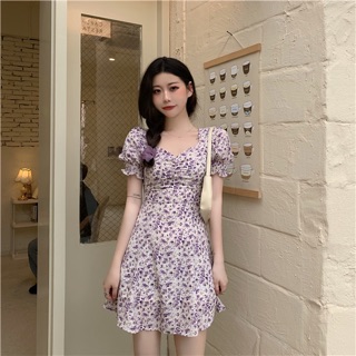 Đầm tím hoa nhí ulzzang ( Có sẵn)