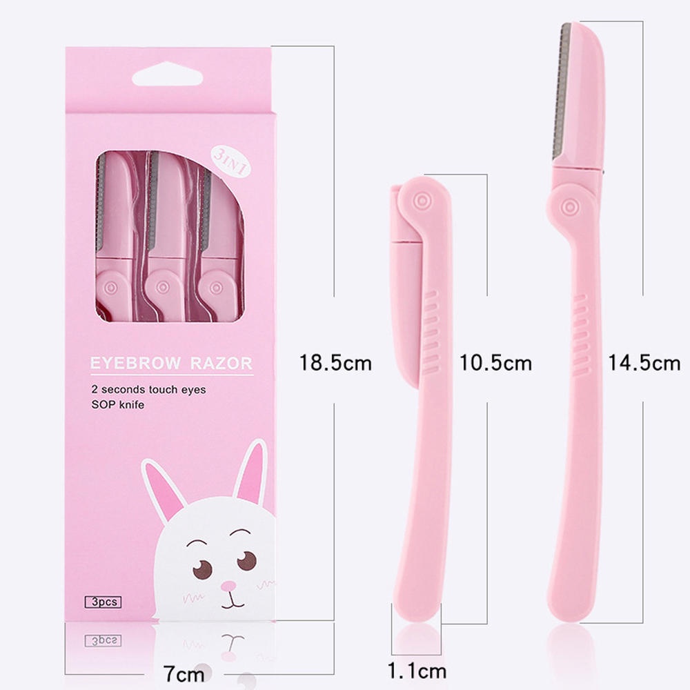 Set 3 Dao Tỉa Lông Mày Bằng Thép Không Gỉ Tiện Dụng