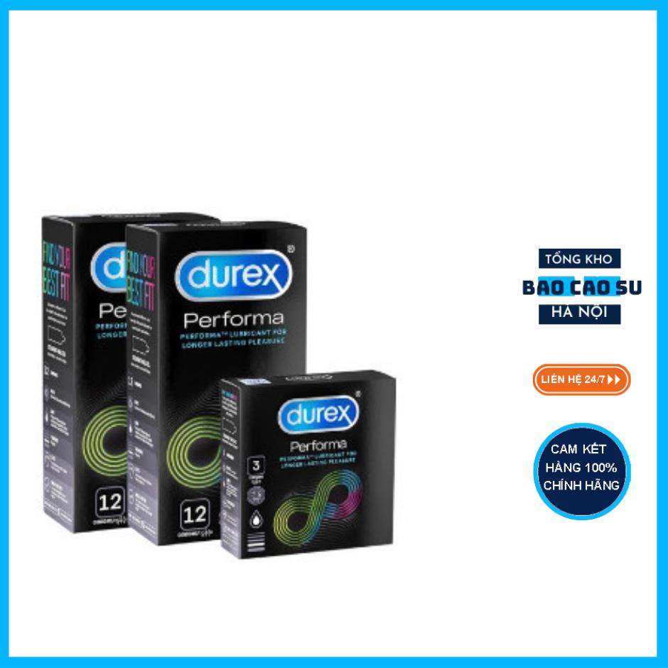 Bộ 2 hộp bao cao su Durex Performa (12 bao/hộp) + Tặng 1 hộp bao cao su Durex Performa 3 bao(Tổng kho bao cao su Hà Nội)