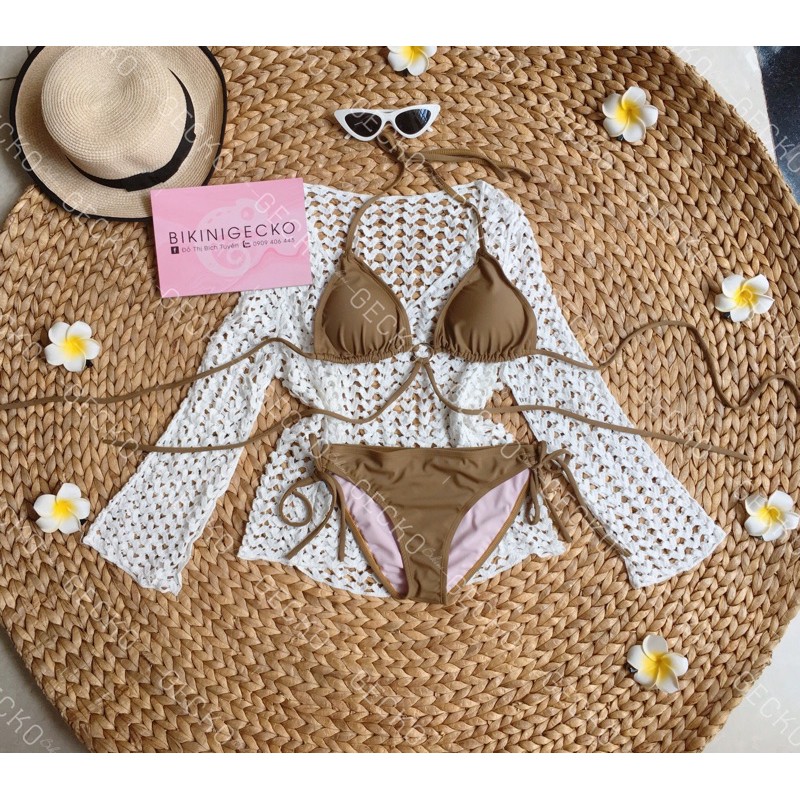Bikini Đồ Bơi 2 Mảnh Basic Khoen Nâu Cafe GK0203 (Ảnh Thật) | BigBuy360 - bigbuy360.vn
