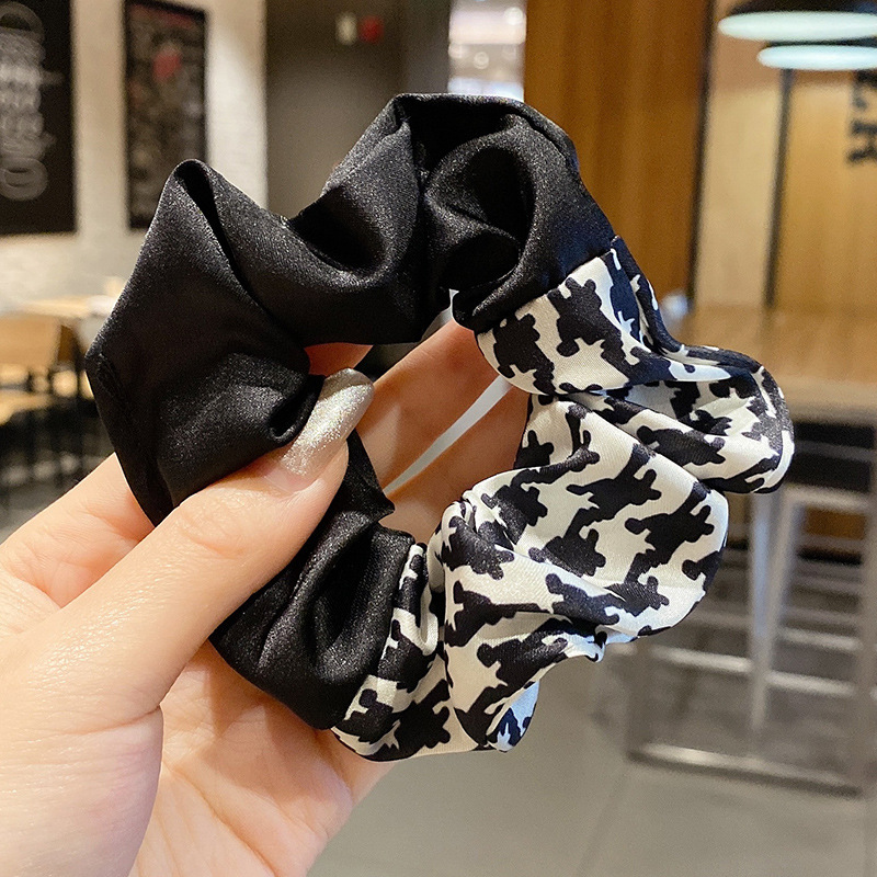 Dây buộc tóc nơ Houndstooth thời trang Hàn Quốc
