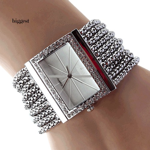 ☆BIG☆New Fashion Quartz Women's Silver Tone Band Rhinestone Bangle Bracelet Watch