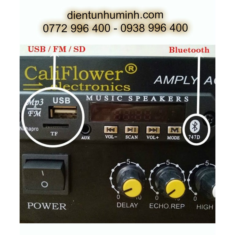 Ampli mini DC12V Có BLUETOOTH USB Califlower BX-2277