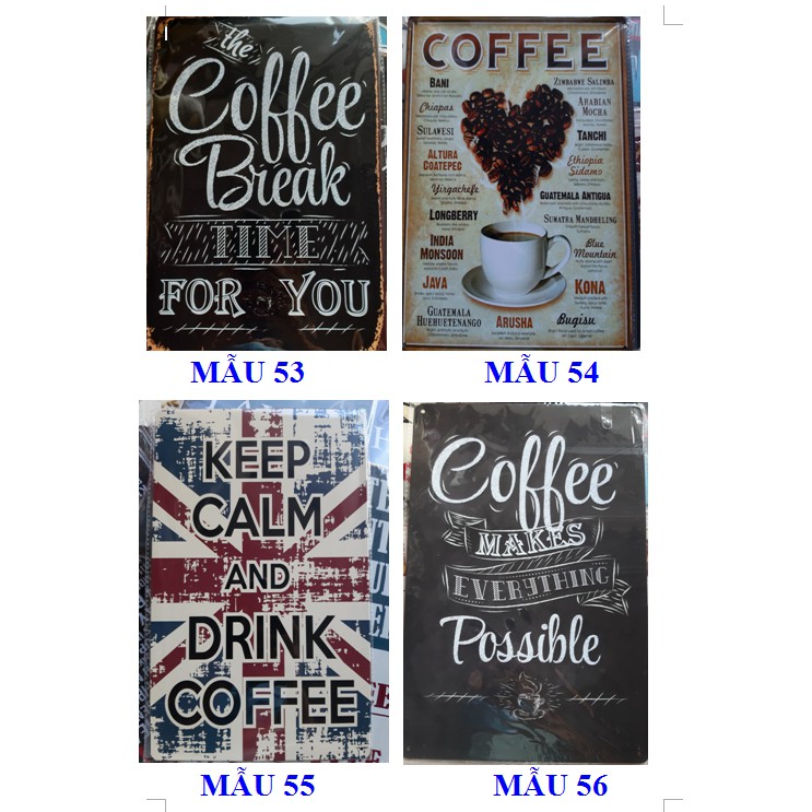 Tranh thép vintage chủ đề coffee, trang trí quán cà phê (nhiều mẫu) BST04