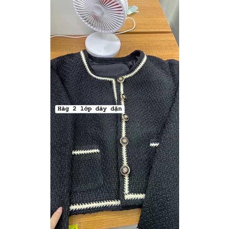 Áo dạ tweed màu đen, dày dặn , 2 lớp