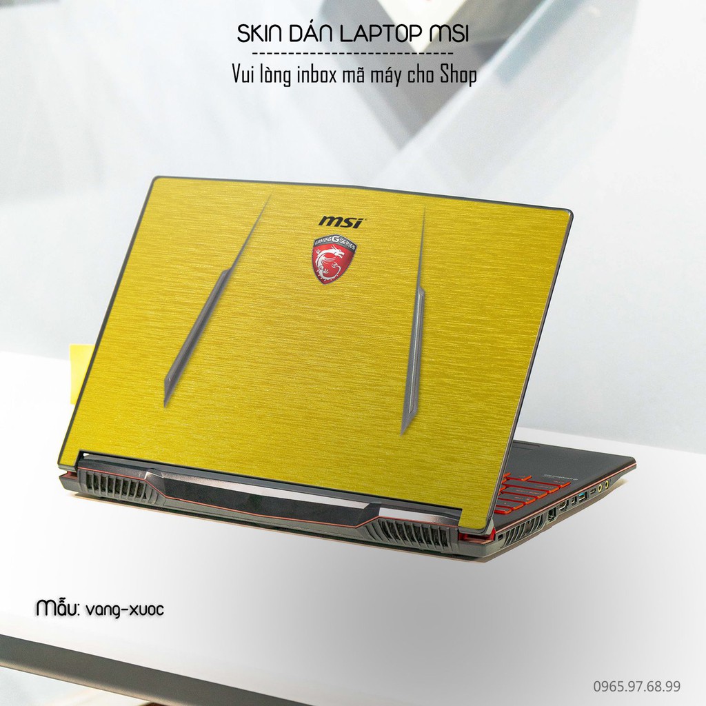 Skin dán Laptop MSI màu vàng xước (inbox mã máy cho Shop)