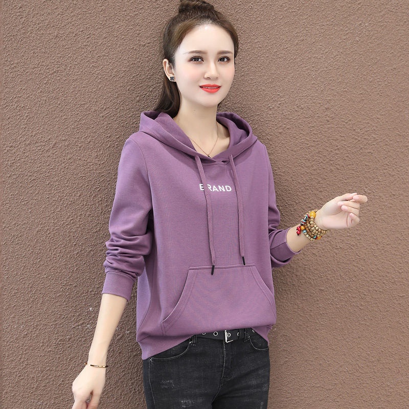 Áo hoodie tay dài dáng rộng thời trang thu đông phong cách Hàn Quốc dành cho nữ