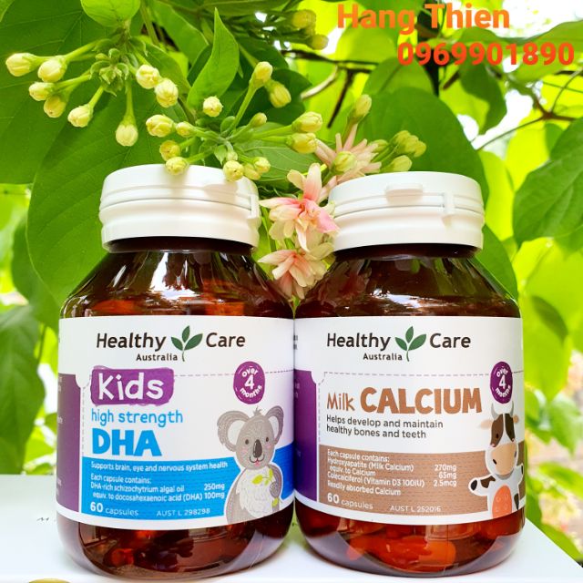 (Đủ bill) COMBO DHA VÀ CANXI Healthy Care_cho bé từ 4 tháng tuổi