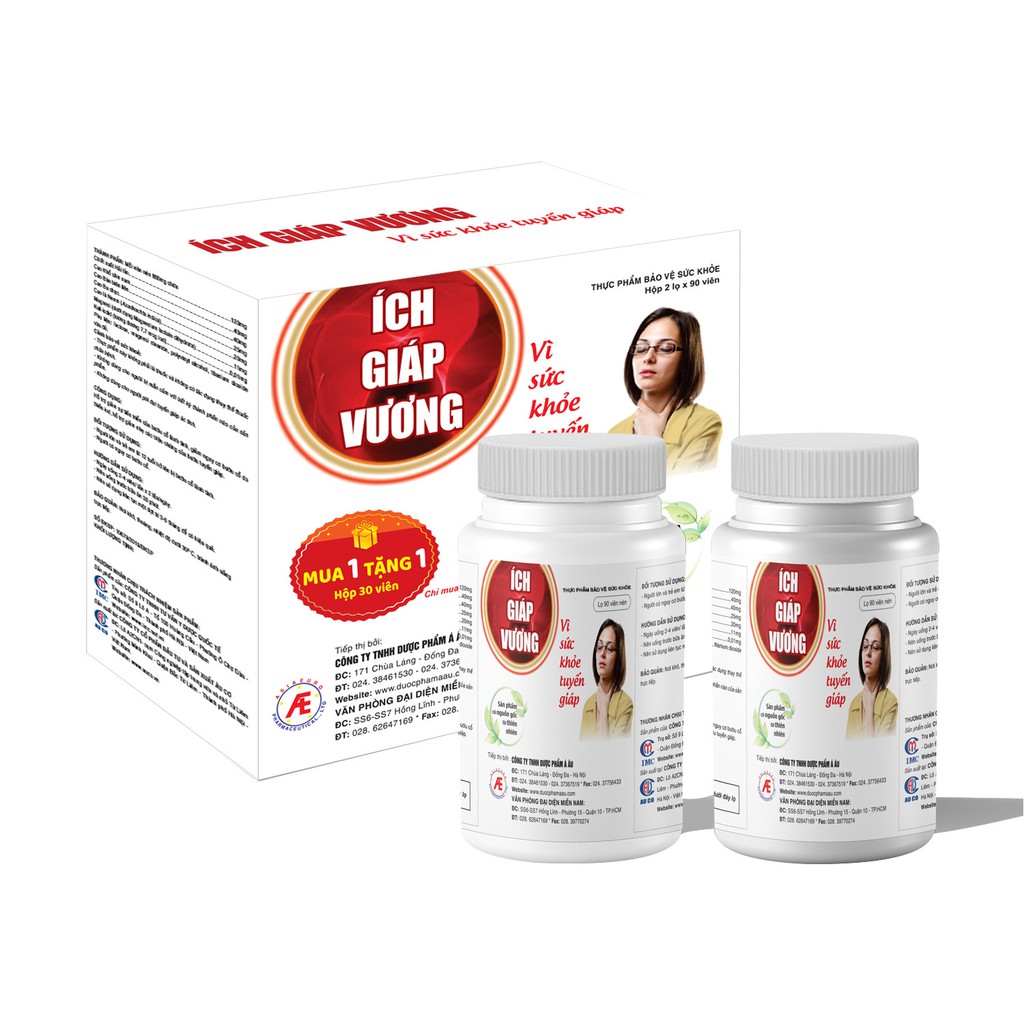 Ích Giáp Vương 180 Viên - Giảm Rối Loạn Tuyến Giáp - TẶNG KÈM 1 HỘP 30 VIÊN