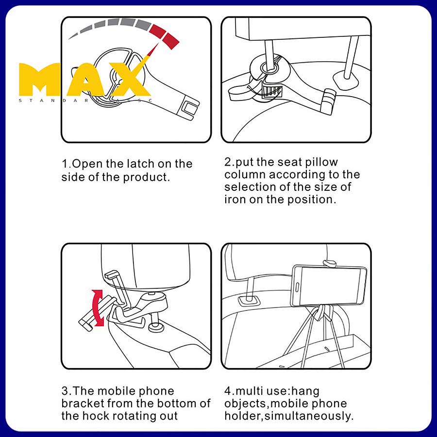 Móc Treo Đồ Sau Ghế Ô Tô MAX STORE Chất Liệu Nhựa Cao Cấp Kèm Giá Đỡ Điện Thoại Thông Minh
