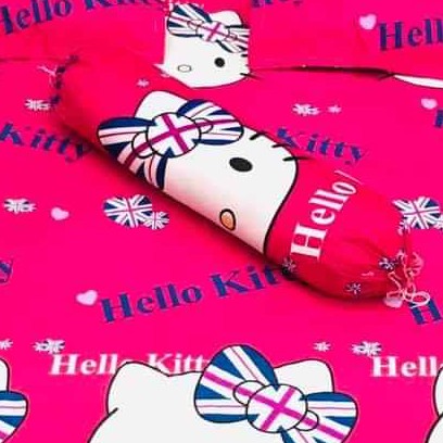 Vỏ gối ôm cotton poly 35x100cm,rẻ nhất tp hcm,được chọn mẫu-hello kitty cờ anh