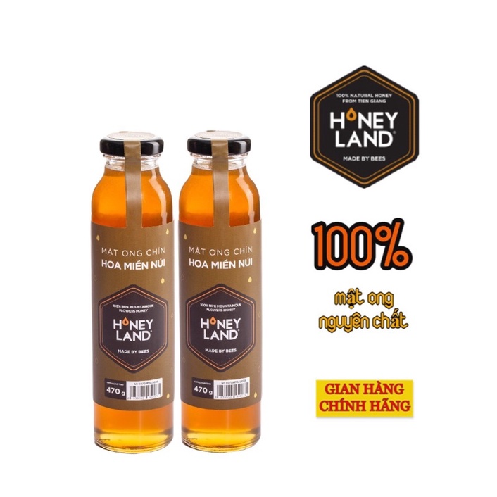 Combo 2 chai mật ong chín Miền múi nguyên chất HONEYLAND tổng 940g