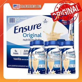 [Date 2021] Thùng 30 chai sữa Ensure Mỹ dạng nước Original Nutrition Shake