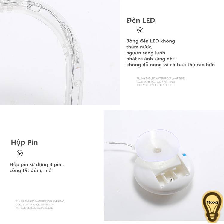 【FLASH SALE] Đèn LED nhiều mẫu NOEL GIÁNG SINH Sử Dụng PIN Có Nút Hít Mặt Kính trang trí DECOR TẾT MOXI.