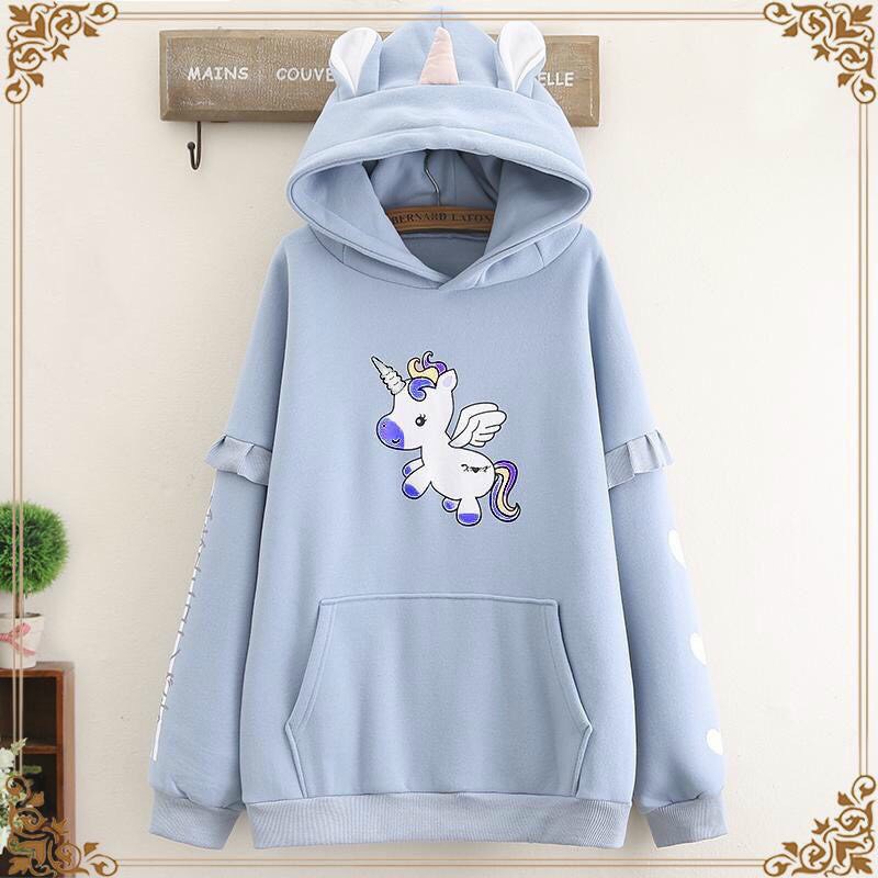 Áo khoác, áo hoodie unisex nam nữ nỉ ngoại unicorn sừng cute năng động thời trang học đường