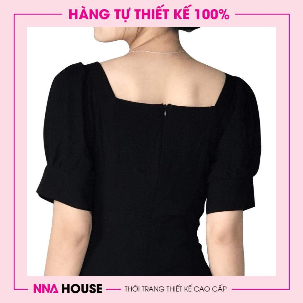 Váy tiểu thư Hàn Quốc tay bồng cổ vuông thời trang nữ - Đầm thiết kế hở lưng dáng ngắn đi làm,đi chơi NNAHOUSE Mã NA223 | BigBuy360 - bigbuy360.vn