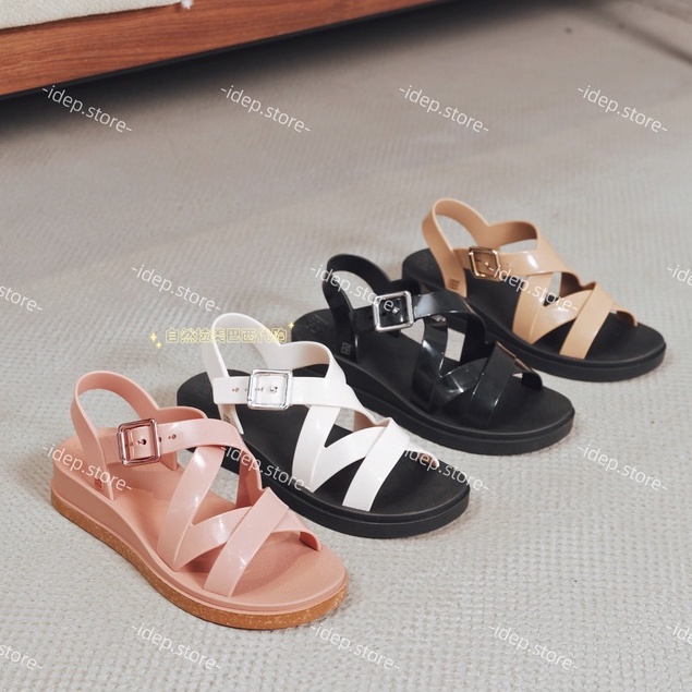 𝐢𝐃É𝐏 𝐆𝐋𝟎𝟖𝟐 Giày sandal nữ 2 quai chéo nhựa dẻo đế cao su êm chân đi mưa đi học chống trơn trượt