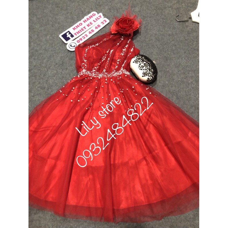 ẢNH VÀ VIDEO THẬT 10000%   Đầm xoè lệch vai hoa to