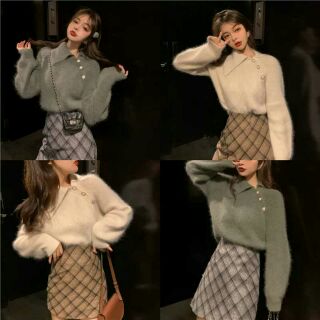Set áo len chân váy hàn quốc Ulzzang