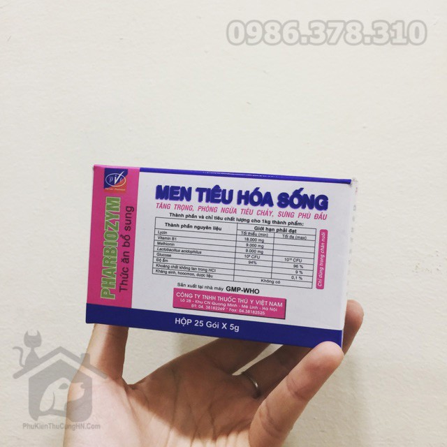 Men tiêu hóa cho chó mèo Pharbiozym Hộp 25 gói - Phụ kiện thú cưng Hà Nội