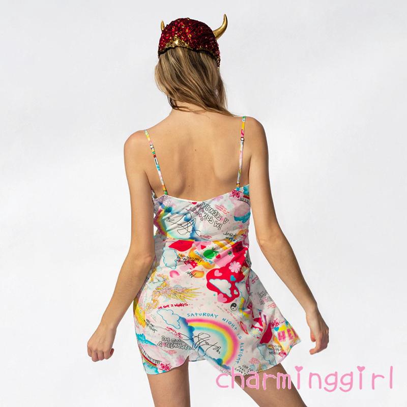 Đầm Không Tay Hở Lưng In Họa Tiết Graffiti Thời Trang Mùa Hè Dành Cho Bạn Nữ | BigBuy360 - bigbuy360.vn