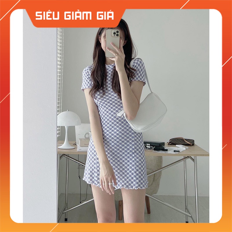 Váy Body Dáng Chữ A Kẻ Caro M5178-Teen 888