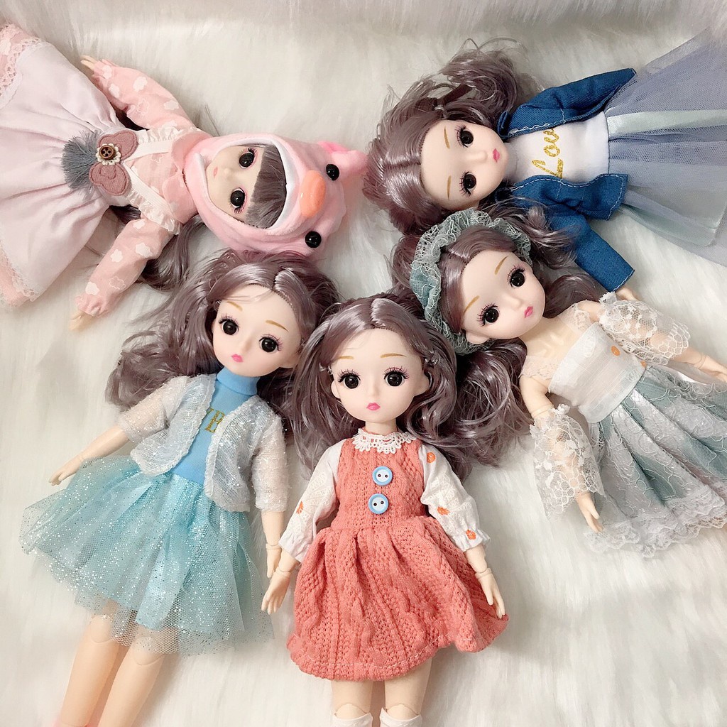 Búp bê mắt đá, có khớp cử động linh hoạt, cao 30 cm