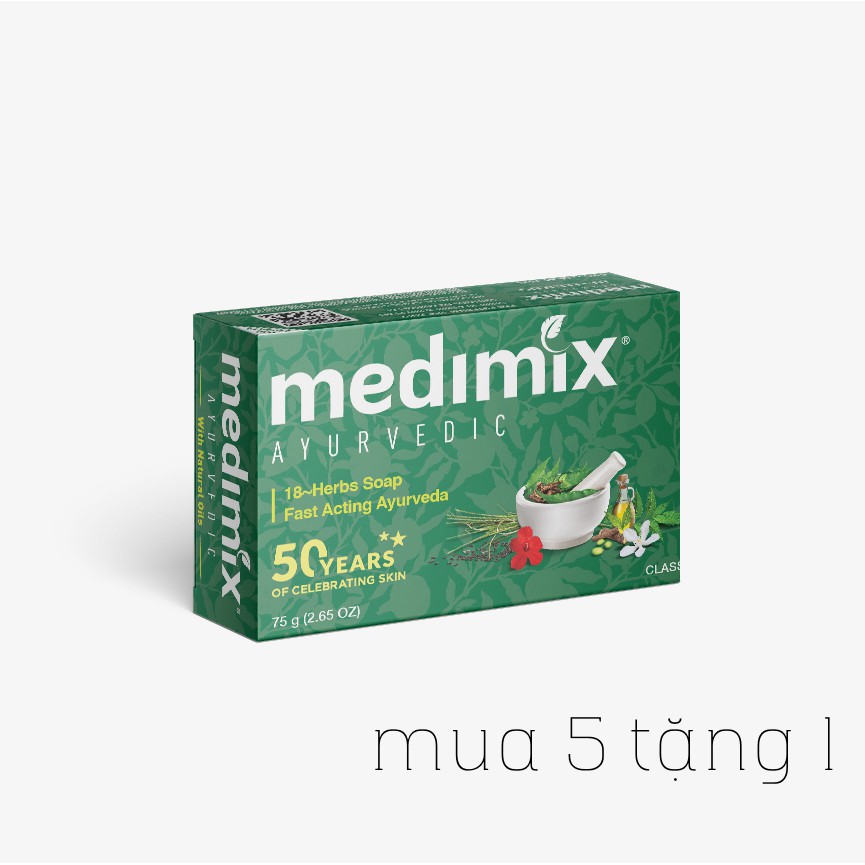 Set 5 xà phòng Medimix 18 loại thảo dược 75g/bánh Tặng 1 xà phòng 75 g