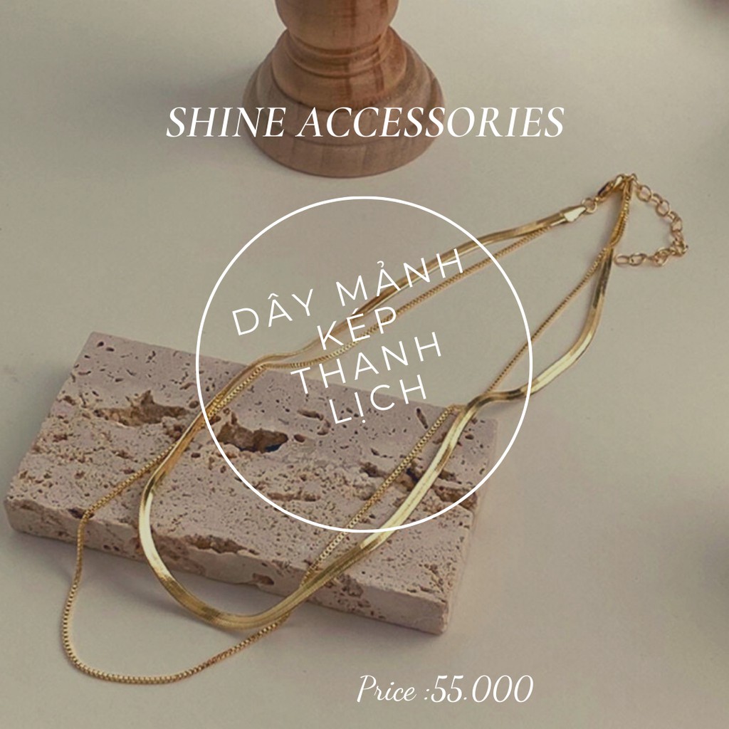 💕Hàng Loại 1💕Vòng cổ Dây chuyền Nữ mảnh kép màu Gold thiết kế thanh lịch_ Shine Accessories