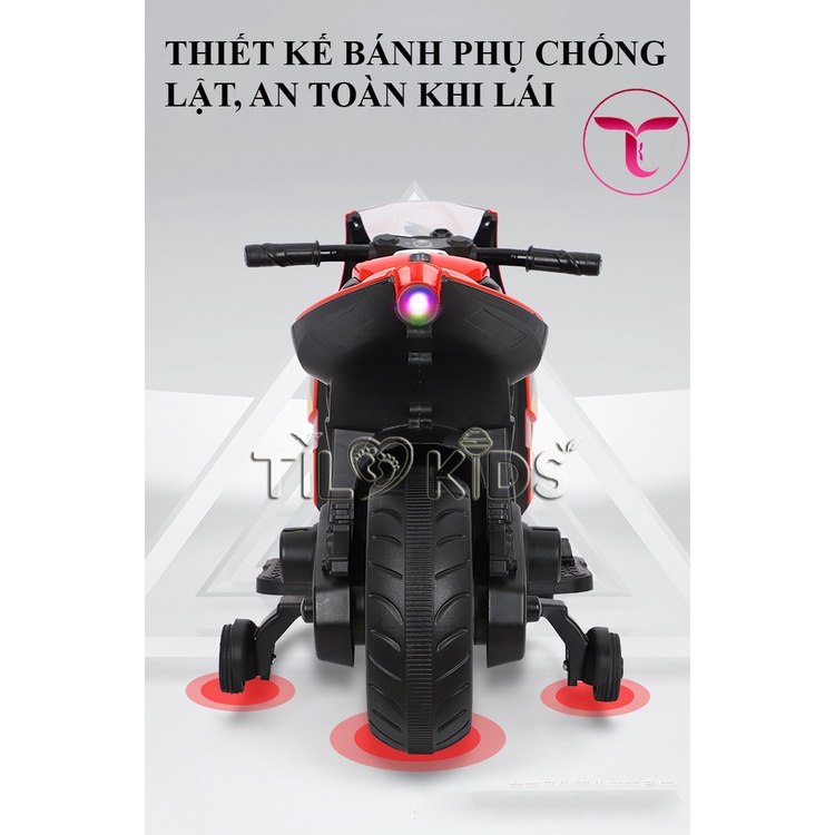 Xe máy điện trẻ em, xe moto điện cho bé TILO KIDS TLK-6155 kiểu dáng thể thao siêu ngầu, kết nối bluetooth