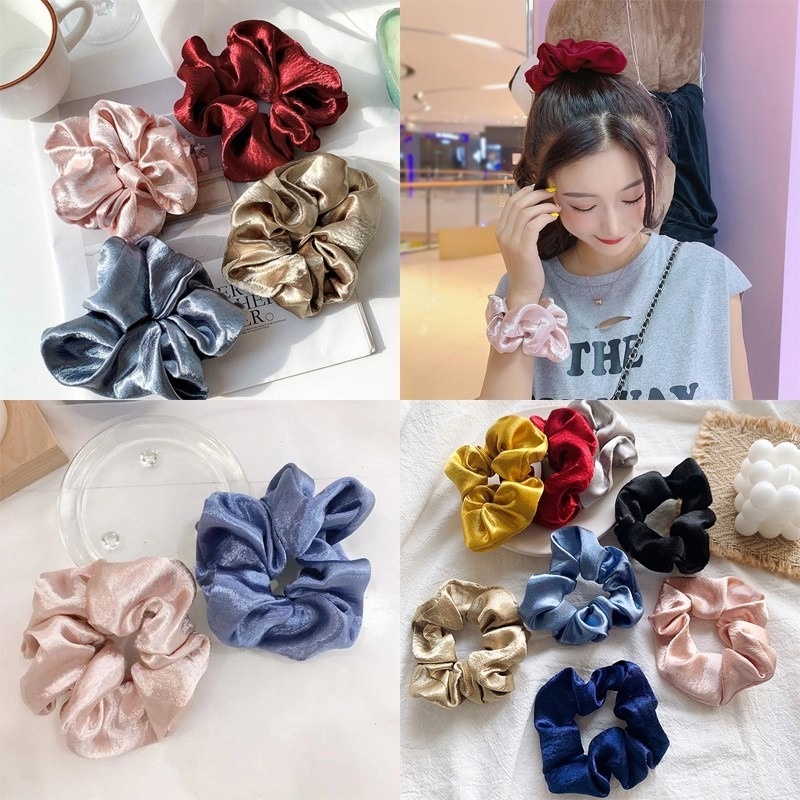 Dây cột tóc satin gắn bóng phong cách Hàn Quốc đơn giản