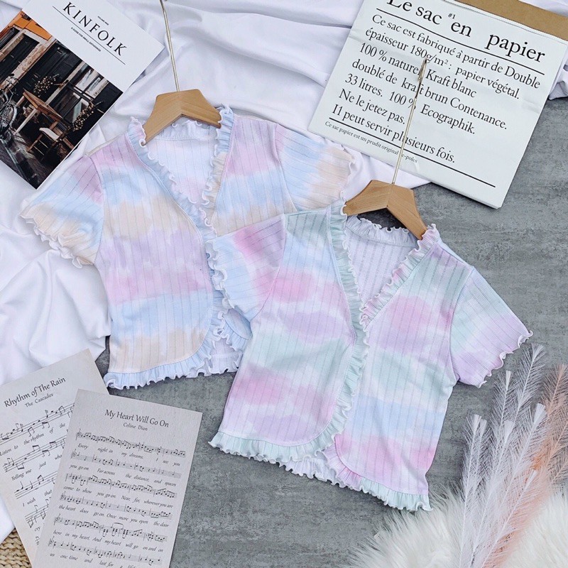 [HÀNG CÓ SẴN KÈM HÌNH THẬT] ÁO CROPTOP CUỐN BIÊN LOANG MÀU | BigBuy360 - bigbuy360.vn
