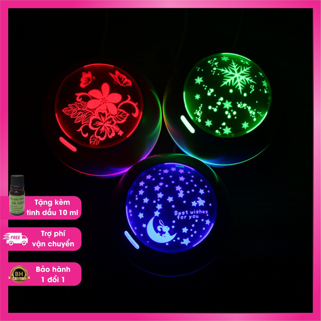 Máy khuếch tán tinh dầu hình ánh sao, dung tích 150 ml, đèn led 7 màu, tặng kèm chai tinh dầu sả chanh nguyên chất 10ml