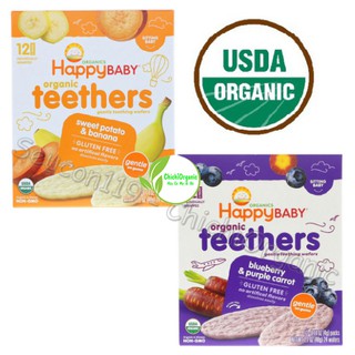 Bánh xốp ăn dặm hữu cơ Organic Happy Baby Teethers 48g cho bé từ 6 tháng