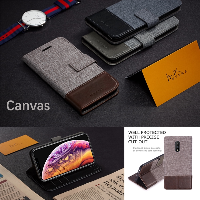Bao da điện thoại phối vải canvas nắp lật thời trang cho LG G5 G6 V20 V30 V35 V40 V50 Q6 G8 ThinQ K40