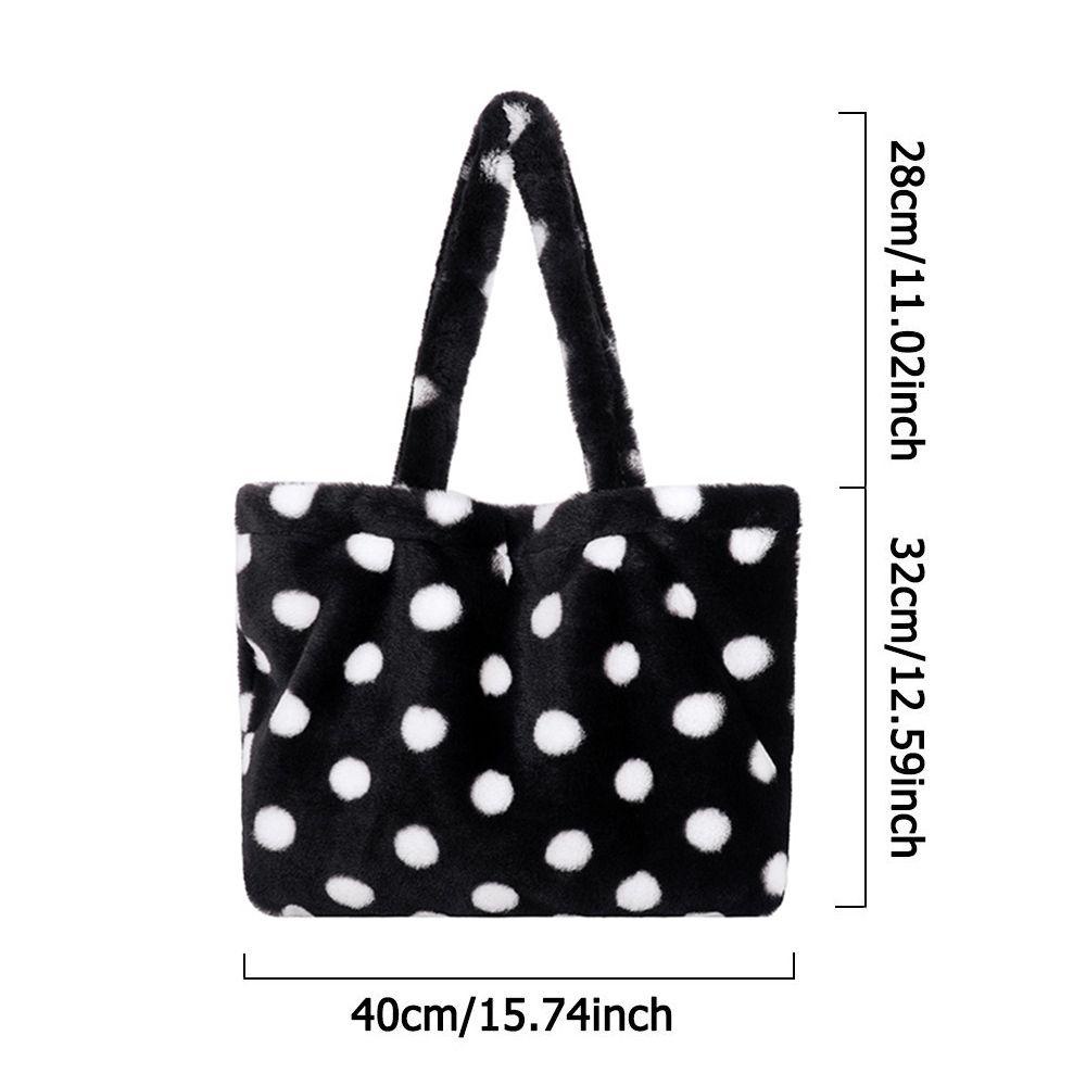 UUMIR Túi Xách Đeo Vai Họa Tiết Chấm Bi Phối Lông Giả Sức Chứa Lớn Cho Nữ