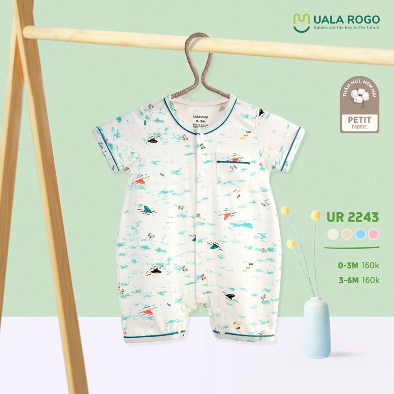 UALAROGO Body cộc cho bé chất liệu petit từ 3 tháng đến 6 tháng